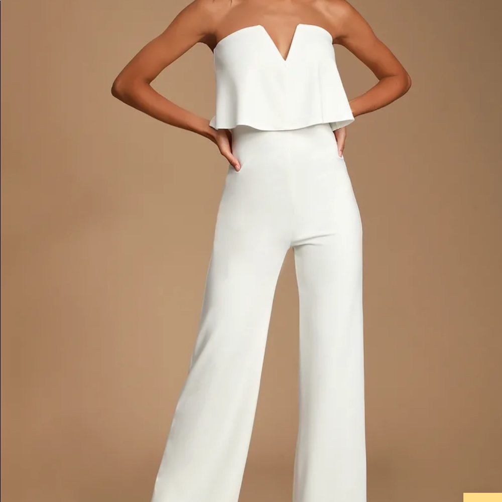 Lulu’s Power of Love White Strapless Jumpsuit